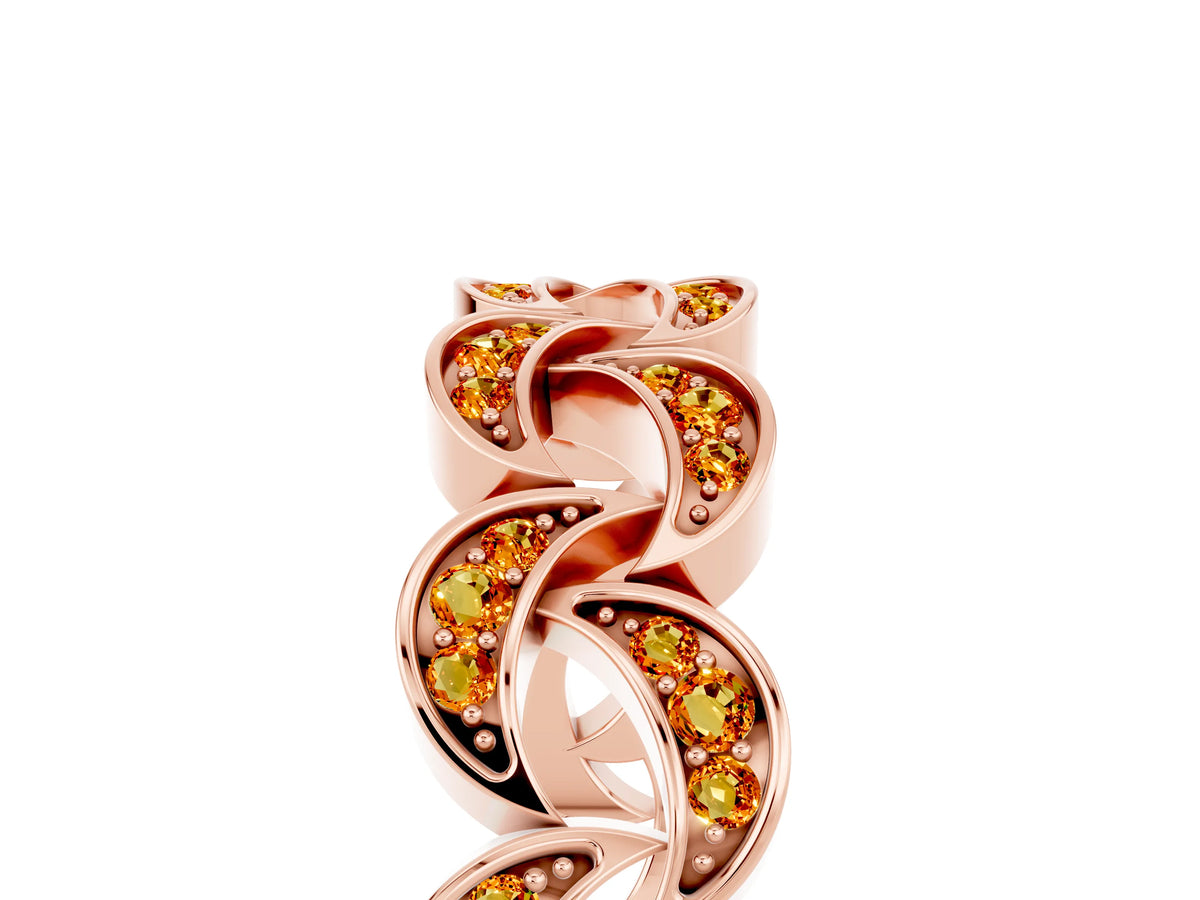 Pavé Round Citrine Interlocking Eternity Band in Rose gold with Bezel Prong Setting_5