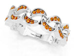 Pavé Round Citrine Interlocking Eternity Band in Silver with Bezel Prong Setting_1