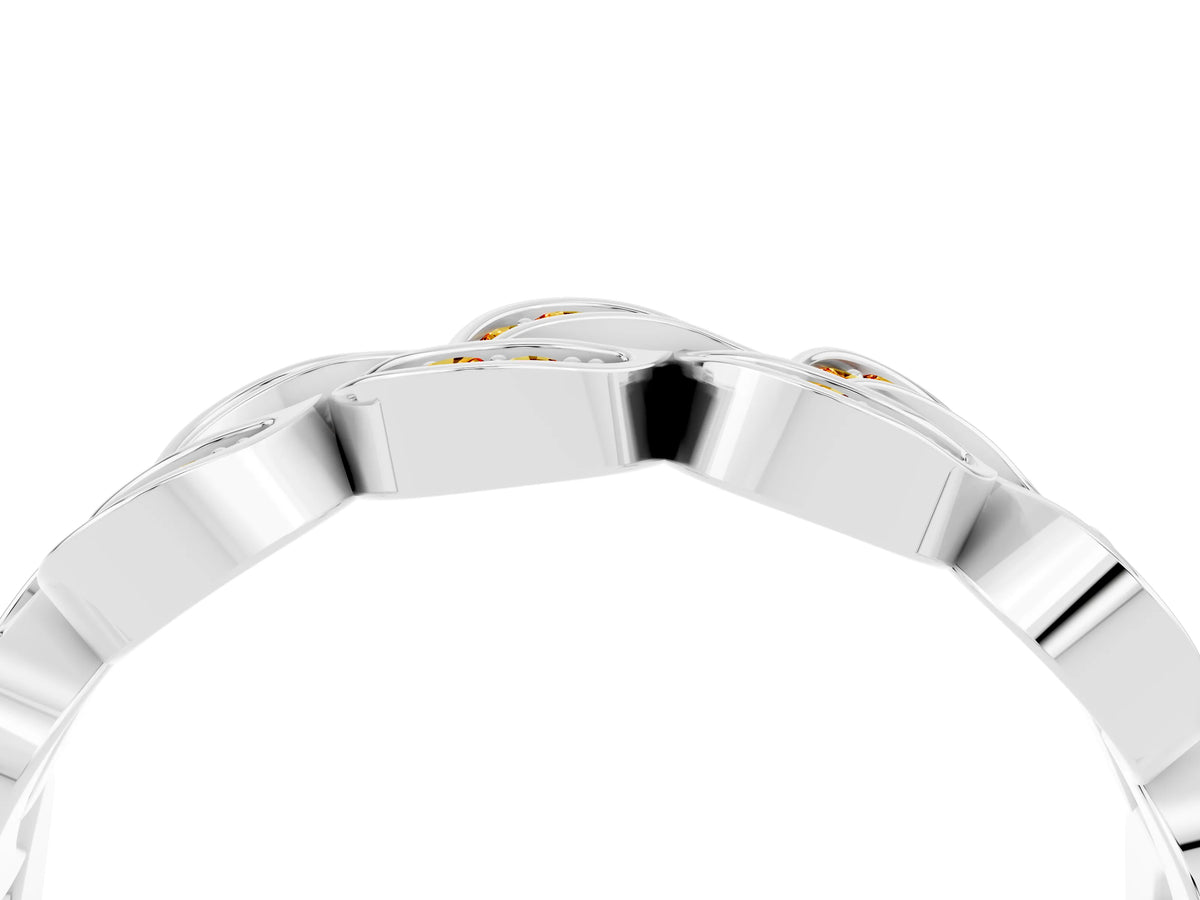 Pavé Round Citrine Interlocking Eternity Band in White gold with Bezel Prong Setting_4