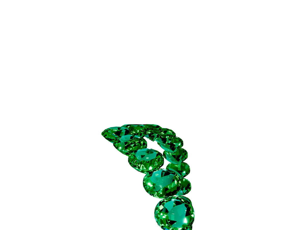 Pavé Round Emerald Chevron Band in White gold with Shared Prong Setting_5