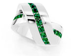 Pavé Round Emerald Crossover Band in Platinum with Channel Setting_1