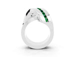 Pavé Round Emerald Crossover Band in Platinum with Channel Setting_3