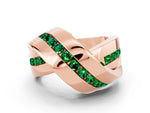 Pavé Round Emerald Crossover Band in Rose gold with Channel Setting
