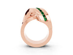 Pavé Round Emerald Crossover Band in Rose gold with Channel Setting_3