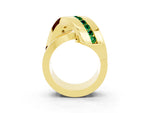 Pavé Round Emerald Crossover Band in Yellow gold with Channel Setting_3