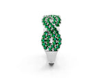 Pavé Round Emerald Infinity Twist Band in Silver with Shared Prong Setting_2