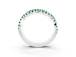 Pavé Round Emerald Infinity Twist Band in Silver with Shared Prong Setting_3