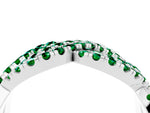 Pavé Round Emerald Infinity Twist Band in Silver with Shared Prong Setting_4