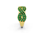 Pavé Round Emerald Infinity Twist Band in Yellow gold with Shared Prong Setting_2