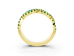 Pavé Round Emerald Infinity Twist Band in Yellow gold with Shared Prong Setting_3