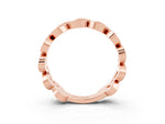 Pavé Round Emerald Interlocking Eternity Band in Rose gold with Bezel Prong Setting_3