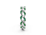 Pavé Round Emerald Interlocking Eternity Band in Silver with Bezel Prong Setting_2