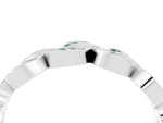 Pavé Round Emerald Interlocking Eternity Band in Silver with Bezel Prong Setting_4