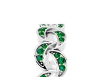 Pavé Round Emerald Interlocking Eternity Band in Silver with Bezel Prong Setting_5