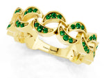 Pavé Round Emerald Interlocking Eternity Band in Yellow gold with Bezel Prong Setting_1