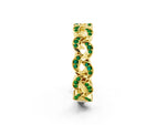 Pavé Round Emerald Interlocking Eternity Band in Yellow gold with Bezel Prong Setting_2