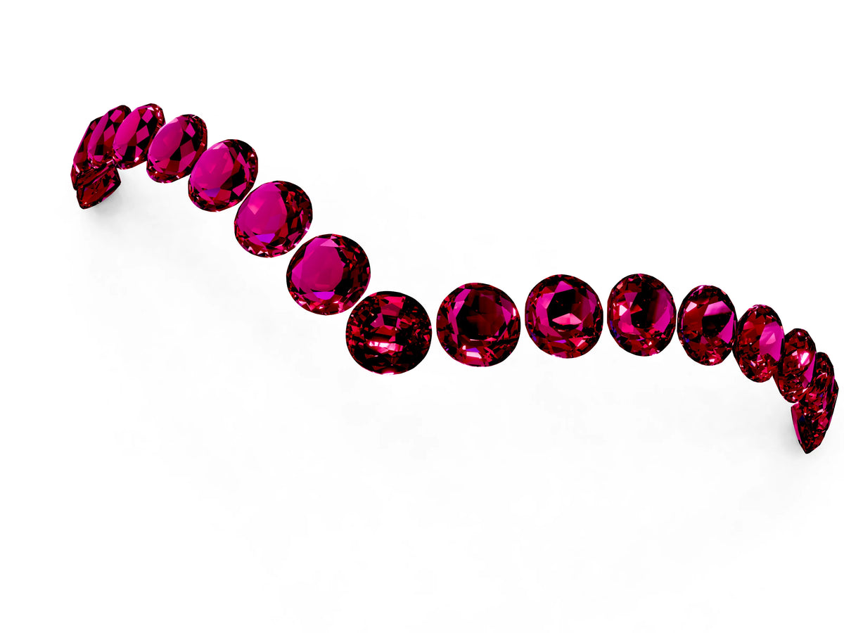 Pavé Round Garnet Chevron Band in Platinum with Shared Prong Setting_1