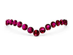 Pavé Round Garnet Chevron Band in Silver with Shared Prong Setting