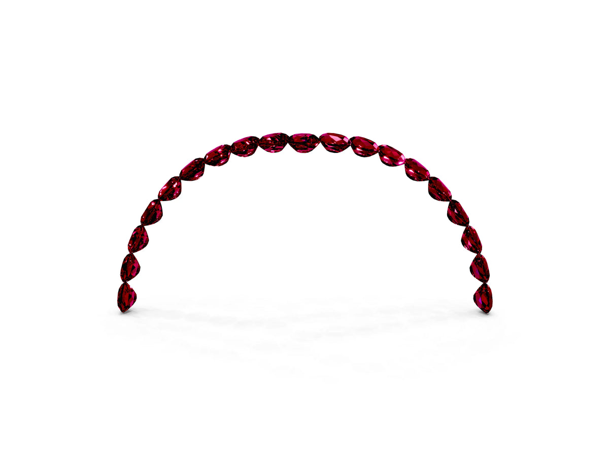 Pavé Round Garnet Chevron Band in Silver with Shared Prong Setting_3