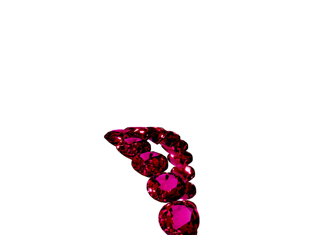 Pavé Round Garnet Chevron Band in White gold with Shared Prong Setting_5