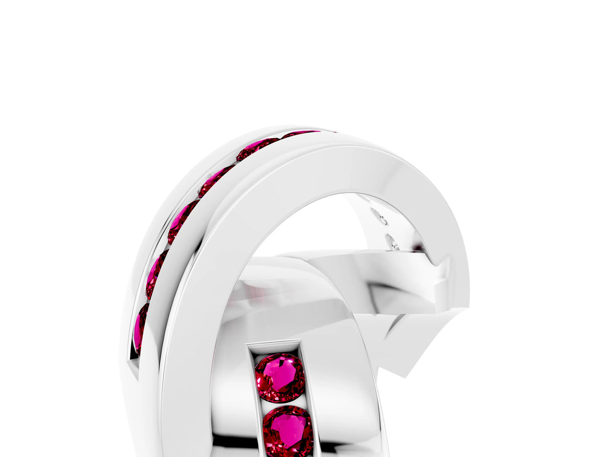Pavé Round Garnet Crossover Band in Platinum with Channel Setting_5