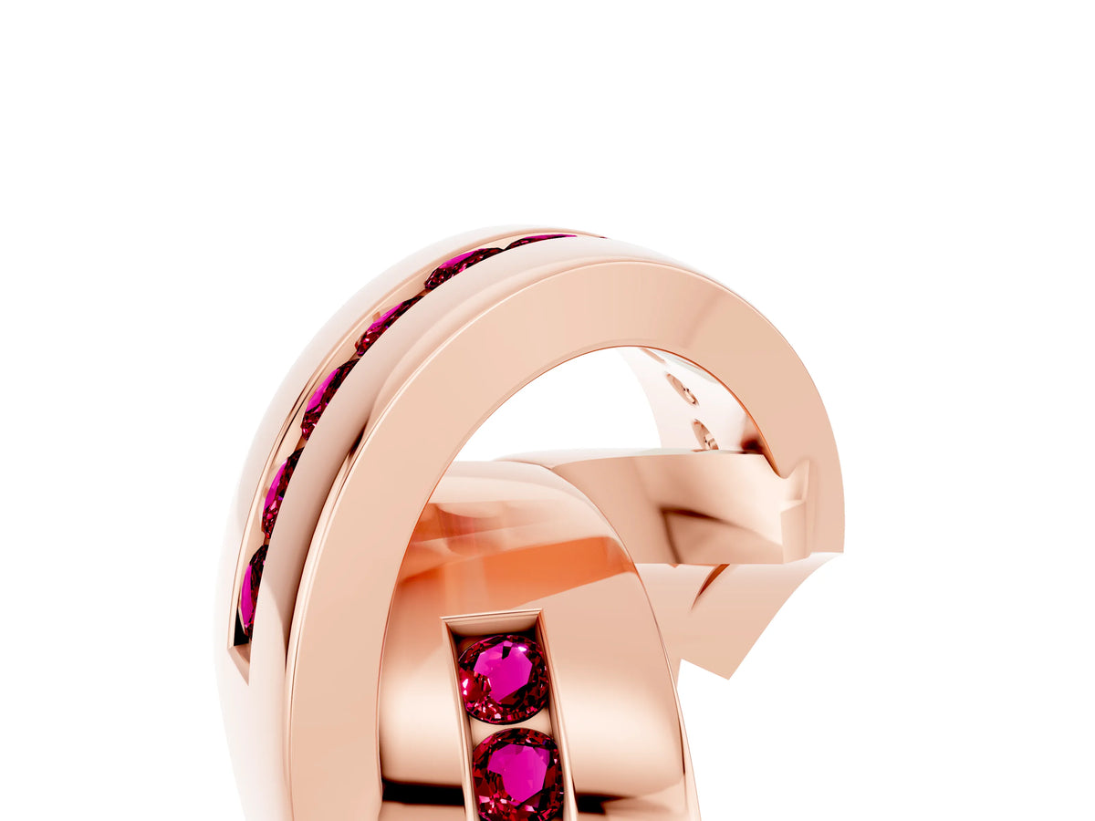 Pavé Round Garnet Crossover Band in Rose gold with Channel Setting_5