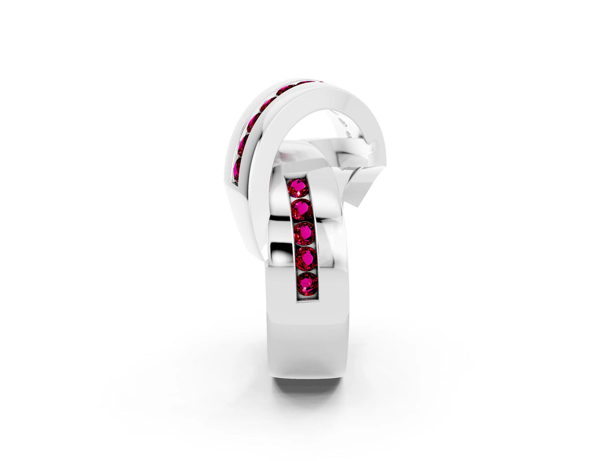 Pavé Round Garnet Crossover Band in Silver with Channel Setting_2