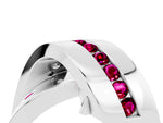Pavé Round Garnet Crossover Band in Silver with Channel Setting_4