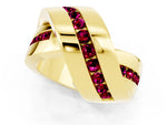 Pavé Round Garnet Crossover Band in Yellow gold with Channel Setting_1