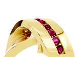 Pavé Round Garnet Crossover Band in Yellow gold with Channel Setting_4