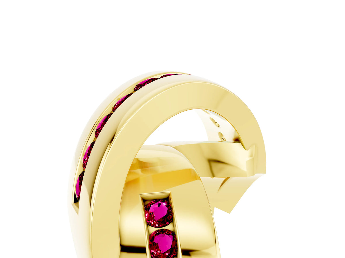 Pavé Round Garnet Crossover Band in Yellow gold with Channel Setting_5