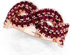 Pavé Round Garnet Infinity Twist Band in Rose gold with Shared Prong Setting_1