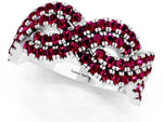 Pavé Round Garnet Infinity Twist Band in Silver with Shared Prong Setting_1