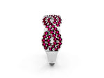 Pavé Round Garnet Infinity Twist Band in White gold with Shared Prong Setting_2