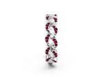 Pavé Round Garnet Interlocking Eternity Band in Silver with Bezel Prong Setting_2