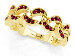 Pavé Round Garnet Interlocking Eternity Band in Yellow gold with Bezel Prong Setting_1