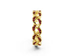 Pavé Round Garnet Interlocking Eternity Band in Yellow gold with Bezel Prong Setting_2