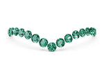 Pavé Round Green Sapphire Chevron Band in White gold with Shared Prong Setting