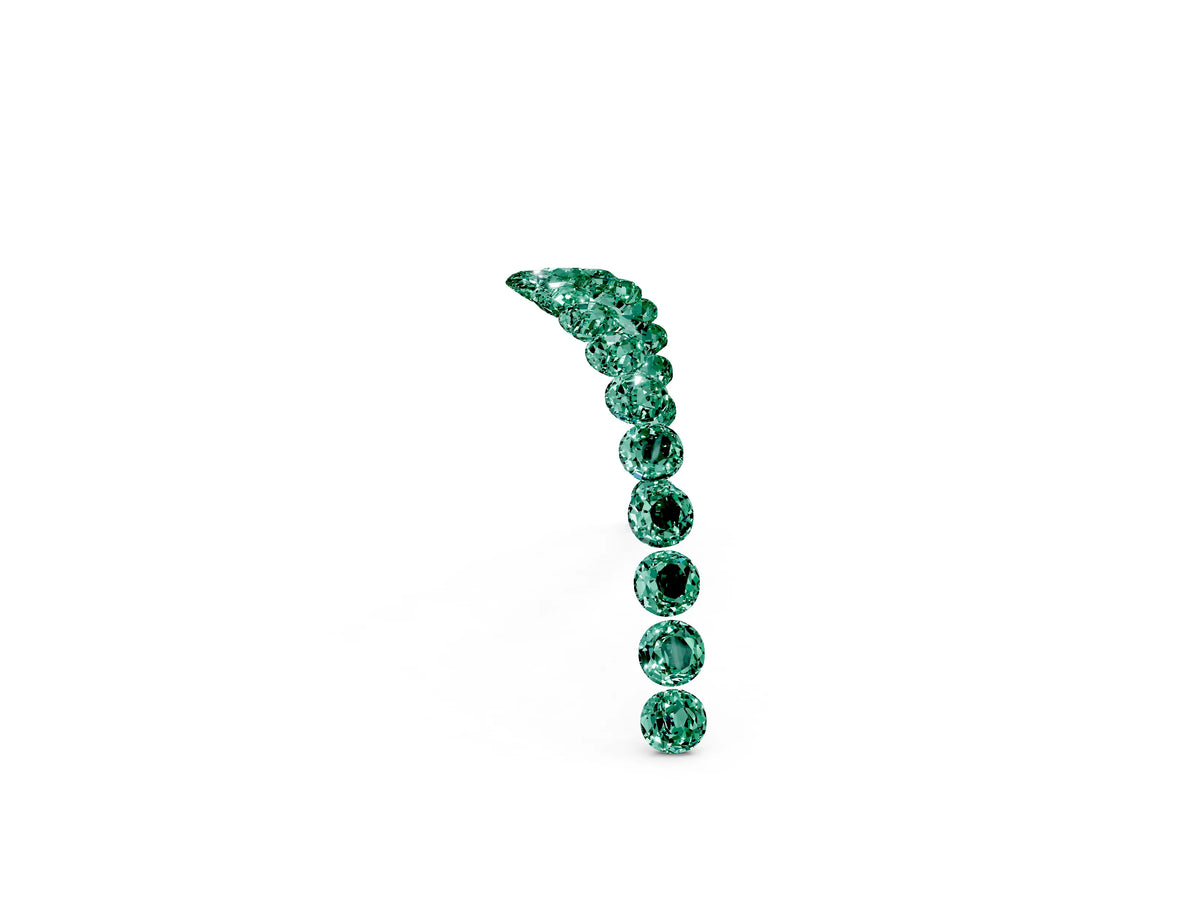 Pavé Round Green Sapphire Chevron Band in White gold with Shared Prong Setting_2