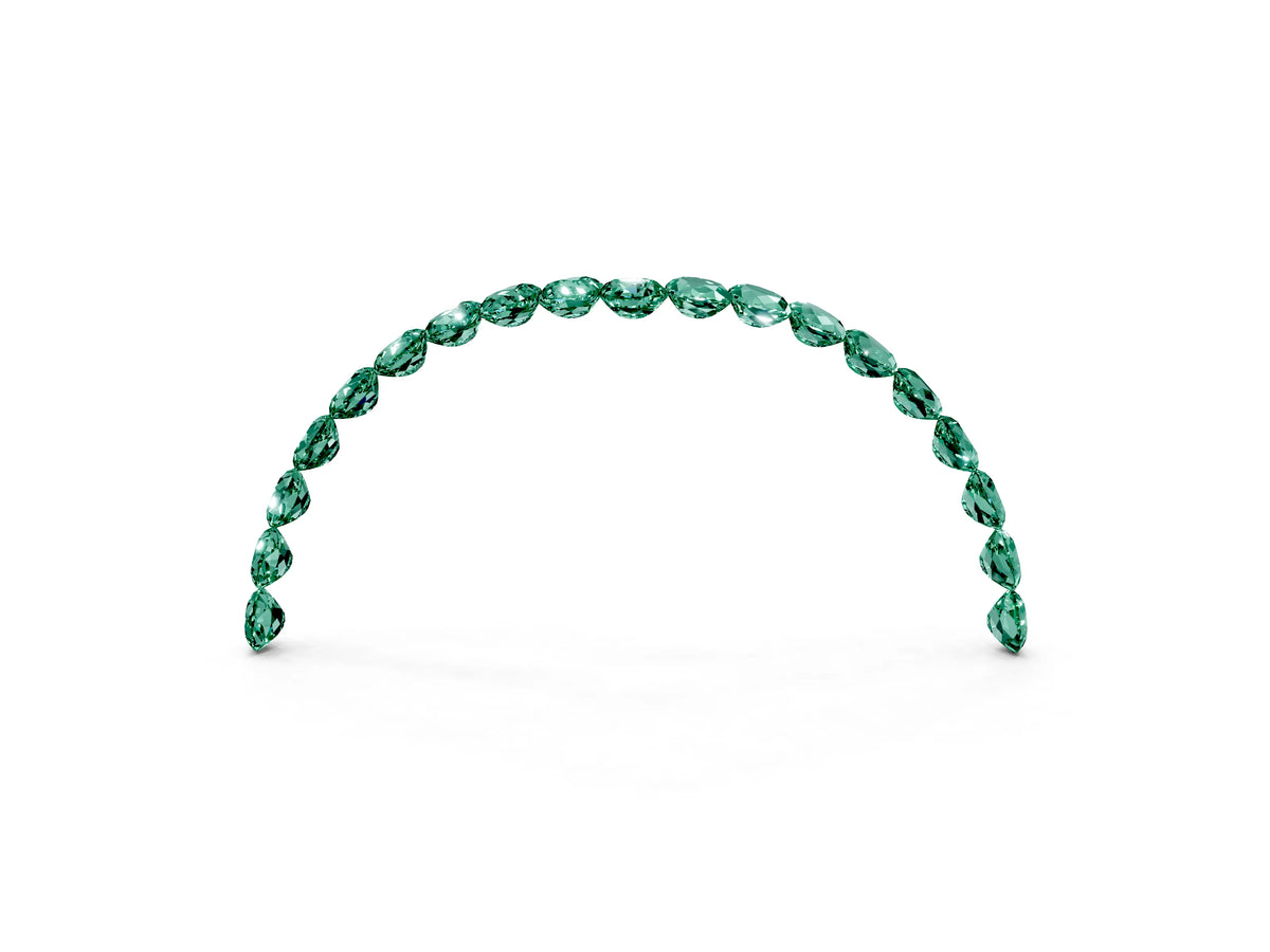 Pavé Round Green Sapphire Chevron Band in White gold with Shared Prong Setting_3