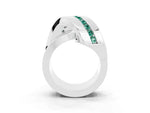 Pavé Round Green Sapphire Crossover Band in White gold with Channel Setting_3