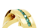 Pavé Round Green Sapphire Crossover Band in Yellow gold with Channel Setting_4