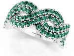 Pavé Round Green Sapphire Infinity Twist Band in Platinum with Shared Prong Setting_1