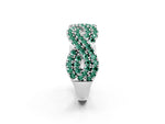 Pavé Round Green Sapphire Infinity Twist Band in Platinum with Shared Prong Setting_2