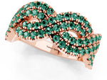 Pavé Round Green Sapphire Infinity Twist Band in Rose gold with Shared Prong Setting_1