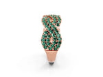 Pavé Round Green Sapphire Infinity Twist Band in Rose gold with Shared Prong Setting_2