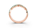 Pavé Round Green Sapphire Infinity Twist Band in Rose gold with Shared Prong Setting_3