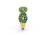 Pavé Round Green Sapphire Infinity Twist Band in Yellow gold with Shared Prong Setting_2