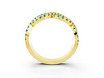 Pavé Round Green Sapphire Infinity Twist Band in Yellow gold with Shared Prong Setting_3