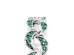 Pavé Round Green Sapphire Interlocking Eternity Band in Platinum with Bezel Prong Setting_5